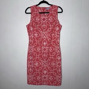 J. McLaughlin Women’s Sophia Shift Dress Nautical Anchor Print Coral Size L
